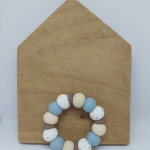 Bijtring licht blauw met vogeltjes