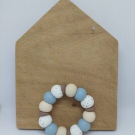 Bijtring licht blauw met vogeltjes